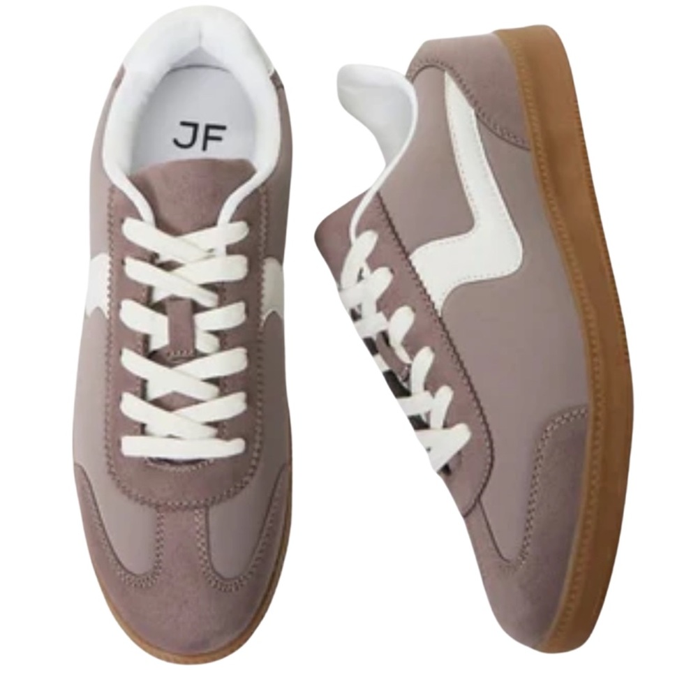 •Court•Mauve Suede Lace-Up Sneakers | Retro Gum Sole Casual Shoes - Picture 4 of 8